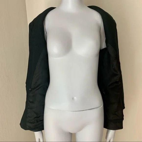 NOLAN MILLER Vintage Evening Jacket Blazer Black Wool Satin Embellished Size 10 - Picture 13 of 14